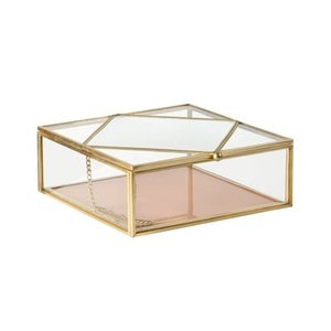 & klevering, Schachtel / 16 x 16 cm - Glas & Metall - & klevering orange en metall, Schachtel metall glas orange / 16 x 16 cm - Glas & Metall - & klevering orange en glas