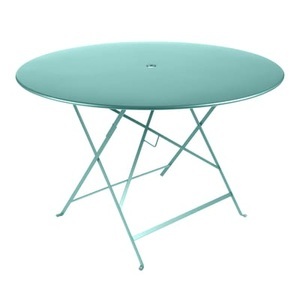 Fermob, Bistro Klapptisch / Ø 117 cm - für 6 bis 8 Personen - mit Sonnenschirmloch - Fermob blau en metall, Klapptisch Bistro metall blau / Ø 117 cm - für 6 bis 8 Personen - mit Sonnenschirmloch - Fermob blau en metall