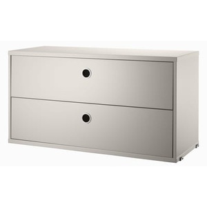 String Furniture, String® System Kiste / 2 Schubladen - L 78 x T 30 cm - String Furniture beige en holz, Kiste String® System holz beige / 2 Schubladen - L 78 x T 30 cm - String Furniture beige en holz