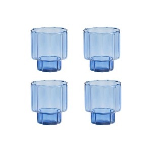 & klevering, Bloom Glas / 4er-Set - & klevering blau en glas, Glas Bloom glas blau / 4er-Set - & klevering blau en glas