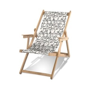 PÔDEVACHE, Minorque Liegestuhl / Mit Armlehnen - PÔDEVACHE weiß en textil/holz, Liegestuhl Minorque holz weiß / Mit Armlehnen - PÔDEVACHE weiß en holz