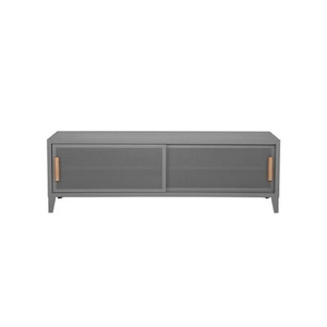 Tolix, B2 Bas Perforé TV Möbel / 120 x H 51 cm - Griffe aus Eiche - Tolix grau en metall, TV Möbel B2 Bas Perforé metall grau / 120 x H 51 cm - Griffe aus Eiche - Tolix grau en metall