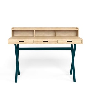 Harto, Sekretär Hyppolite metall blau holz natur / Eiche - Hartô blau en metall, Sekretär Hyppolite metall blau holz natur / Eiche - Hartô holz natur en holz