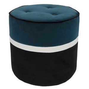 Maison Sarah Lavoine, Léo Small Sitzkissen / Ø 42 cm x H 43 cm - Velours - Maison Sarah Lavoine blau/schwarz en textil, Sitzkissen Léo Small textil blau schwarz / Ø 42 cm x H 43 cm - Velours - Maison Sarah Lavoine schwarz en textil