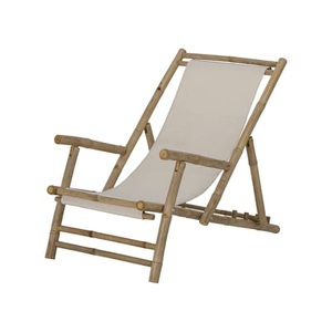 Bloomingville, Korfu Liegestuhl / Bambus & Stoff - Bloomingville beige/holz natur en holz, Klappbare, schrägstellbare Loungeliege Korfu beige holz natur / Bambus & Stoff - Bloomingville holz natur en holz