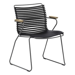 Houe, Houe - Gartenstuhl CLICK - schwarz - Kunststoff - 60cm, Sessel Click plastikmaterial schwarz / Kunststoff & Armlehnen Bambus - Houe schwarz en plastikmaterial
