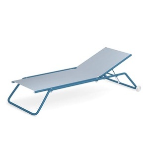 Emu, Snooze Verstellbare Sonnenliege / Stapelbar – auf Rollen - Emu blau en textil, Schrägstellbarer Liegestuhl mit Rollen Snooze metall blau / Stapelbar ? auf Rollen - Emu blau en metall
