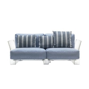 KARTELL, Pop outdoor Sofa / 2-Sitzer - L 175 cm - Kartell weiß/blau en plastikmaterial/textil, Gartensofa 2-Sitzer Pop outdoor plastikmaterial textil weiß blau / 2-Sitzer - L 175 cm - Kartell blau en textil