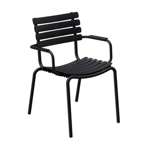 Houe, ReCLIPS Stapelbarer Sessel / Armlehnen aus Metall - Recycling-Kunststoff - Houe schwarz en plastikmaterial, Stapelbarer Sessel ReCLIPS plastikmaterial schwarz / Armlehnen aus Metall - Recycling-Kunststoff - Houe schwarz en plastikmaterial