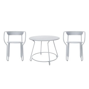 Maiori, Tisch und Sitzgarnitur Huggy metall grau / Tisch Ø 100 cm + 2 Sessel - Maiori grau en metall, Tisch und Sitzgarnitur Huggy metall grau / Tisch Ø 100 cm + 2 Sessel - Maiori grau en metall