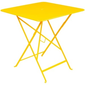 Fermob, Fermob Bistro Tisch quadratisch honig, Klapptisch Bistro metall gelb 71 x 71 cm - zusammenklappbar - mit Sonnenschirmloch - Fermob gelb en metall