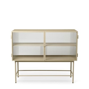 ferm living, Haze Anrichte / L 110 x H 90 cm / 2 Türen aus geriffeltem Glas - Ferm Living beige en metall/glas, Anrichte Haze metall glas beige / L 110 x H 90 cm / 2 Türen aus geriffeltem Glas - Ferm Living beige en glas