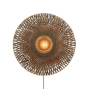 Good & Mojo, GOOD & MOJO Bali Wandleuchte aus Bambus, Ø 87 cm, Wandleuchte mit Stromkabel Bali Large holz natur / Bambus - Ø 87 cm - GOOD&MOJO holz natur en holz