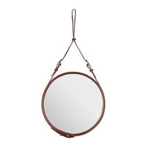 GUBI, Gubi-Adnet Spiegel rund 45cm, Braun, Wandspiegel Adnet leder braun Ø 45 cm - Gubi braun en leder