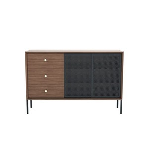 Harto, Gabin Anrichte / Hoch - 3 Schubladen - L 120 cm - Hartô grau/holz natur en holz, Anrichte Gabin grau holz natur / Hoch - 3 Schubladen - L 120 cm - Hartô holz natur en holz