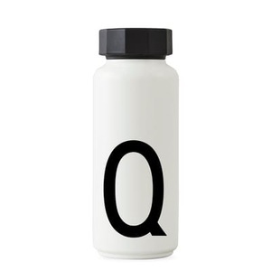 Design Letters, Design Letters-Design Letters, Thermosflasche, Q, Thermosflasche A-Z metall weiß 500 ml - Buchstabe Q - Design Letters weiß en metall