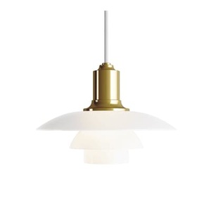Louis Poulsen, Louis Poulsen PH 2/1 Glas-Pendelleuchte messing, Pendelleuchte PH 2/1 glas weiß gold metall / Ø 20 cm - Louis Poulsen metall en glas