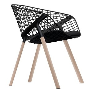 Alias, Sessel Kobi Wood metall holz schwarz / Stuhlbeine aus Eiche - mit kleinem Sitzkissen - Alias schwarz en metall, Sessel Kobi Wood metall holz schwarz / Stuhlbeine aus Eiche - mit kleinem Sitzkissen - Alias schwarz en holz