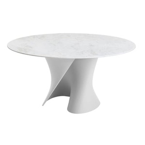 MDF Italia, Runder Tisch S stein weiß / Ø 140 cm - Tischplatte aus Marmor - MDF Italia weiß en stein, Runder Tisch S stein weiß / Ø 140 cm - Tischplatte aus Marmor - MDF Italia weiß en stein