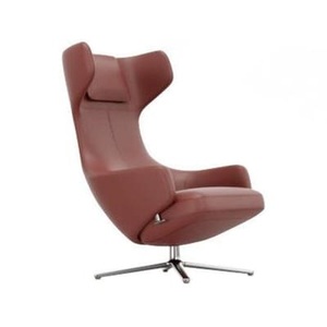 Vitra, Grand Repos Gepolsterter Sessel / dreh- & & lehnbar - Leder - Vitra braun en leder, Gepolsterter Sessel Grand Repos leder braun / dreh- & & lehnbar - Leder - Vitra braun en leder