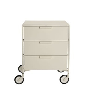 KARTELL, KARTELL - Beistellmöbel MOBIL MAT - Metall - / weiss - 49/47.5/63 cm, Rollcontainer Mobil plastikmaterial weiß / 3 Schubladen - Version mattlackiert - Kartell weiß en plastikmaterial