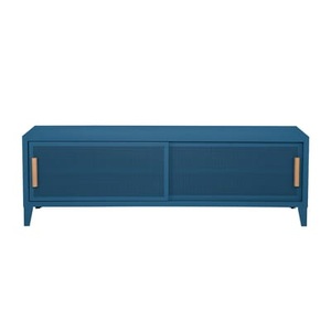 Tolix, B2 Bas Perforé TV Möbel / 160 x H 51 cm - Griffe aus Eiche - Tolix blau en metall, TV Möbel B2 Bas Perforé metall blau / 160 x H 51 cm - Griffe aus Eiche - Tolix blau en metall