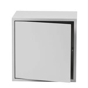 Muuto, Muuto Stacked 2.0 Regalsystem Modul mit Tür, Regal Stacked 2.0 holz grau / Größe M - quadratisch - 43 x 43 cm / mit Tür - Muuto grau en holz