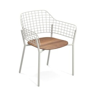 Emu, Lyze Stapelbarer Sessel / Sitzfläche Teakholz - Emu weiß/holz natur en metall/holz, Stapelbarer Sessel Lyze metall weiß holz natur / Sitzfläche Teakholz - Emu holz natur en holz