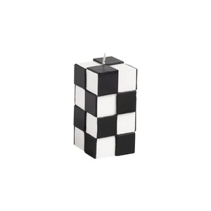 & klevering, Check Small Kerze / 1 Docht - H 8 cm - & klevering weiß/schwarz en wachs, Kerze Check Small wachs weiß schwarz / 1 Docht - H 8 cm - & klevering schwarz en wachs