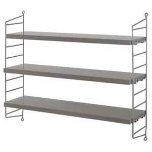 String Furniture, String Furniture String Pocket Wandregal grau-grau, Regal String® Pocket metall holz grau / L 60 cm x H 50 cm - String Furniture grau en holz