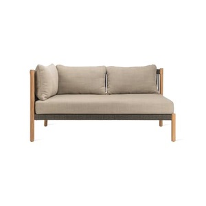 Vincent Sheppard, Lento Modular Corner Right Sofa / L 166 cm - Handgeflochtenes Polypropylenseil - Vincent Sheppard grau/holz natur en textil, Gartensofa 2-Sitzer Lento Modular Corner Right textil grau holz natur / L 166 cm - Handgeflochtenes Polypropylenseil - Vincent Sheppard holz natur en textil