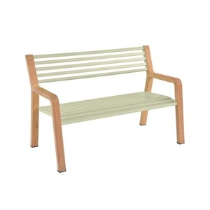 Fermob, Bank mit Rückenlehne Somerset metall grün holz natur / Holz & Metall - L 122 cm - Fermob grün en metall, Bank mit Rückenlehne Somerset metall grün holz natur / Holz & Metall - L 122 cm - Fermob holz natur en holz