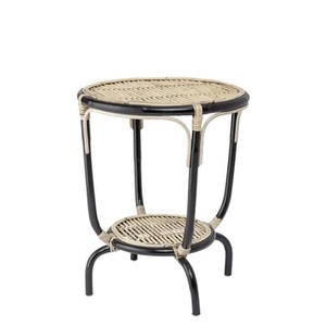 Bloomingville, Beistelltisch Aliana faser holz schwarz beige / Rattan - Ø 50 x H 60 cm - Bloomingville schwarz en faser, Beistelltisch Aliana faser holz schwarz beige / Rattan - Ø 50 x H 60 cm - Bloomingville beige en holz