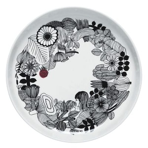 Marimekko, Marimekko-Siirtolapuutarha Teller Ø32cm, Mix, Servierplatte Siirtolapuutarha keramik weiß rot schwarz / Ø 32 cm - Marimekko schwarz en keramik
