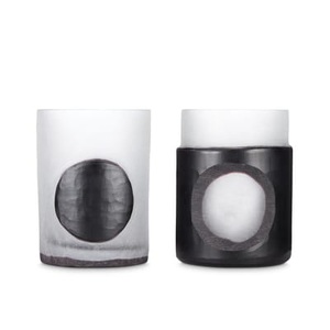 Tom Dixon, Tom Dixon-Carved Stem Vase 2 pcs, Black, Windlicht Carved Small glas schwarz / 2er-Set - Tom Dixon schwarz en glas