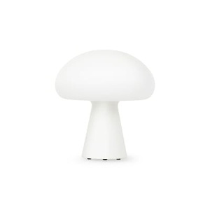 GUBI, Obello LED Lampe ohne Kabel / Bill Curry, 1971 - Mundgeblasenes Glas - Gubi weiß en glas, GUBI LED-Akku-Tischleuchte Obello, IP44, Glas gefrostet