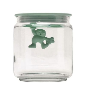 ALESSI, hermetisch verschließbares Glas Gianni a little man holding on tight glas grün / 70 cl - Alessi grün en glas, hermetisch verschließbares Glas Gianni a little man holding on tight glas grün / 70 cl - Alessi grün en glas