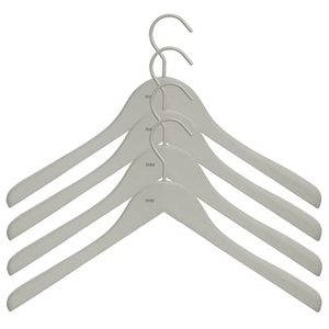 Hay, HAY Soft Coat Kleiderbügel 4er-Set grau breit, Kleiderbügel Soft Coat holz grau breit / 4er-Set - Hay grau en holz