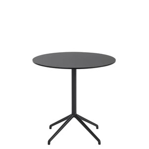 Muuto, Still Café Runder Tisch / Ø 75 x H 73 cm - Linoleum - Muuto schwarz en metall/plastikmaterial/holz, Runder Tisch Still Café plastikmaterial schwarz / Ø 75 x H 73 cm - Linoleum - Muuto schwarz en plastikmaterial