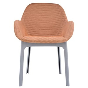 KARTELL, Clap Gepolsterter Sessel / mit Stoffbezug, Stuhlbeine aus Kunststoff - Kartell orange/grau en textil, Gepolsterter Sessel Clap textil orange grau / mit Stoffbezug, Stuhlbeine aus Kunststoff - Kartell grau en textil