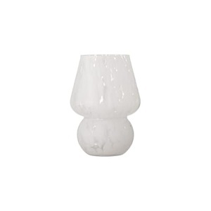 Bloomingville, Vase Halim glas weiß / Ø 13 x H 18,5 cm - Bloomingville weiß en glas, Vase Halim glas weiß / Ø 13 x H 18,5 cm - Bloomingville weiß en glas