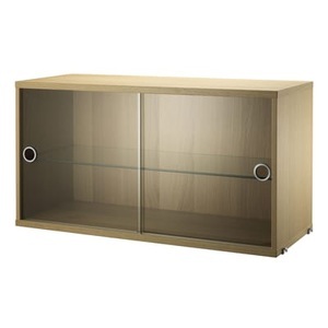 String Furniture, String® System Kiste / mit 2 Schiebetüren aus Glas - L 78 cm - String Furniture transparent/holz natur en glas/holz, Kiste String® System glas transparent holz natur / mit 2 Schiebetüren aus Glas - L 78 cm - String Furniture holz natur en holz