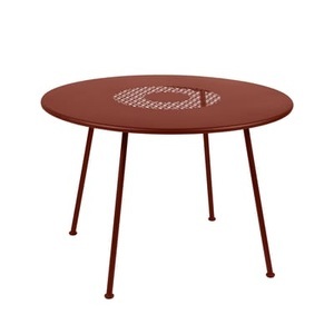 Fermob, Runder Tisch Lorette metall rot / Ø 110 cm - perforiertes Metall - Fermob rot en metall, Runder Tisch Lorette metall rot / Ø 110 cm - perforiertes Metall - Fermob rot en metall