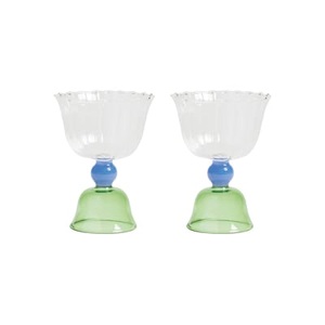 & klevering, Weinglas Tulip glas grün / 2er-Set - 20 cl - & klevering grün en glas, Weinglas Tulip glas grün / 2er-Set - 20 cl - & klevering grün en glas