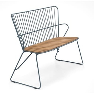 Houe, Houe - Gartenbank PAON - dunkelgrün - Holz - 116cm, Bank Paon metall grün holz natur / L 116 cm - Metall & Bambus - Houe holz natur en holz