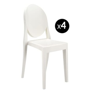 KARTELL, Stapelbarer Stuhl Victoria Ghost plastikmaterial weiß Set mit 4 Stühlen - Kartell weiß en plastikmaterial, Stapelbarer Stuhl Victoria Ghost plastikmaterial weiß Set mit 4 Stühlen - Kartell weiß en plastikmaterial