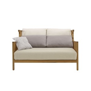 Cinna, Gartensofa 2-Sitzer Elizabeth textil beige holz natur / L 126 cm - Teakholz & Stoff - Cinna beige en textil, Gartensofa 2-Sitzer Elizabeth textil beige holz natur / L 126 cm - Teakholz & Stoff - Cinna holz natur en holz