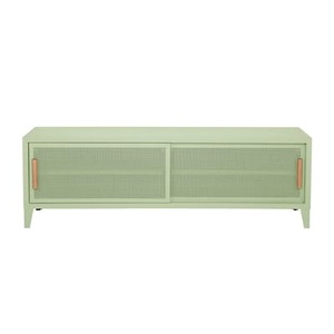 Tolix, B2 Bas Perforé TV Möbel / 160 x H 51 cm - Griffe aus Eiche - Tolix grün en metall, TV Möbel B2 Bas Perforé metall grün / 160 x H 51 cm - Griffe aus Eiche - Tolix grün en metall