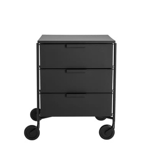 KARTELL, KARTELL - Beistellmöbel MOBIL MAT - Metall - / schwarz - 49/47.5/63 cm, Rollcontainer Mobil plastikmaterial schwarz / 3 Schubladen - Version mattlackiert - Kartell schwarz en plastikmaterial