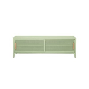 Tolix, B2 Bas Perforé TV Möbel / 120 x H 51 cm - Griffe aus Eiche - Tolix grün en metall, TV Möbel B2 Bas Perforé metall grün / 120 x H 51 cm - Griffe aus Eiche - Tolix grün en metall